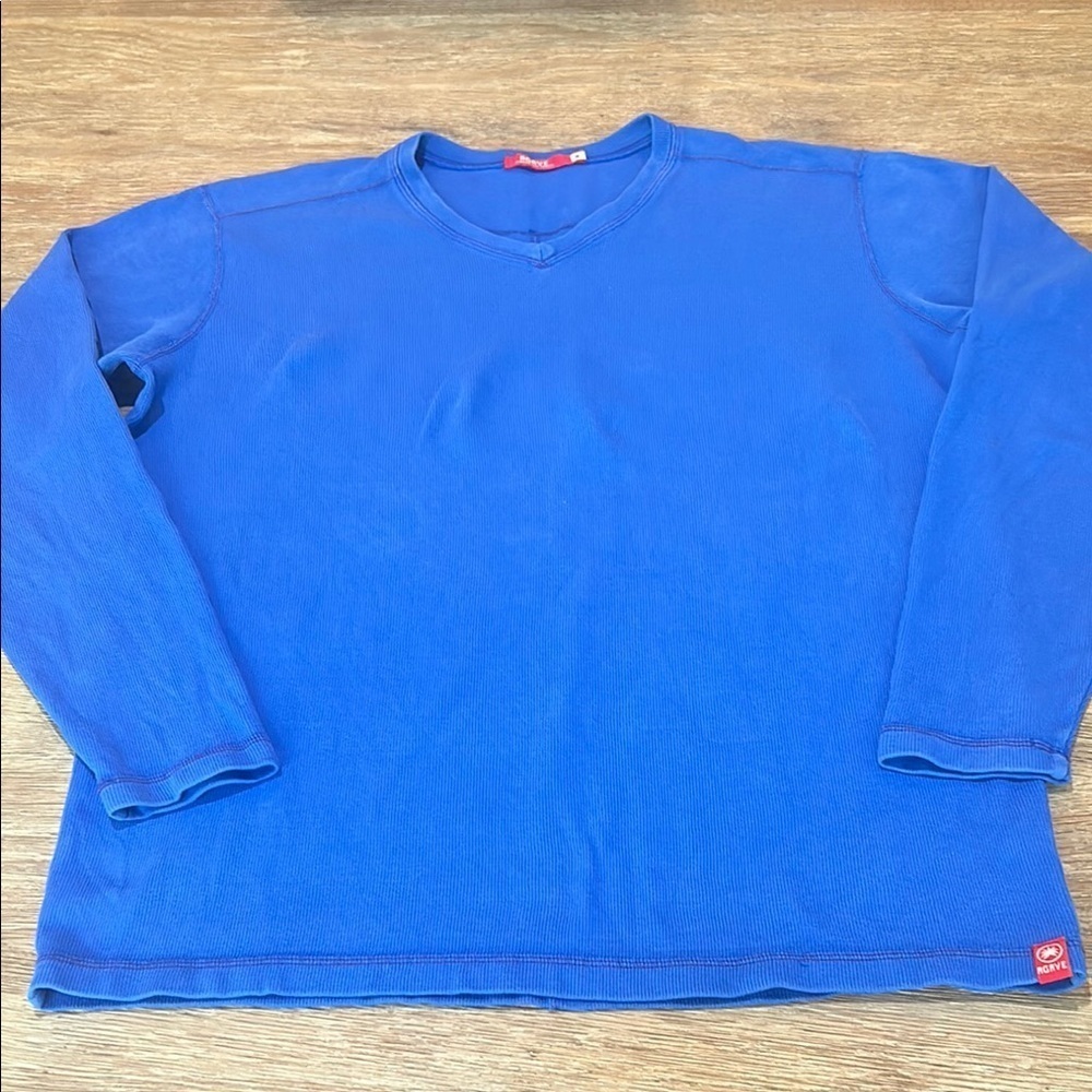 Agave Denim mens dark v-neck red trim sweater sz M